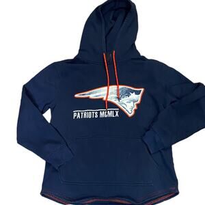 NFL Patriots Navy Blue Pullover Logo Hoodie Medium